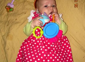 Ксюша со своей любимой игрушкой , 3 месяца!